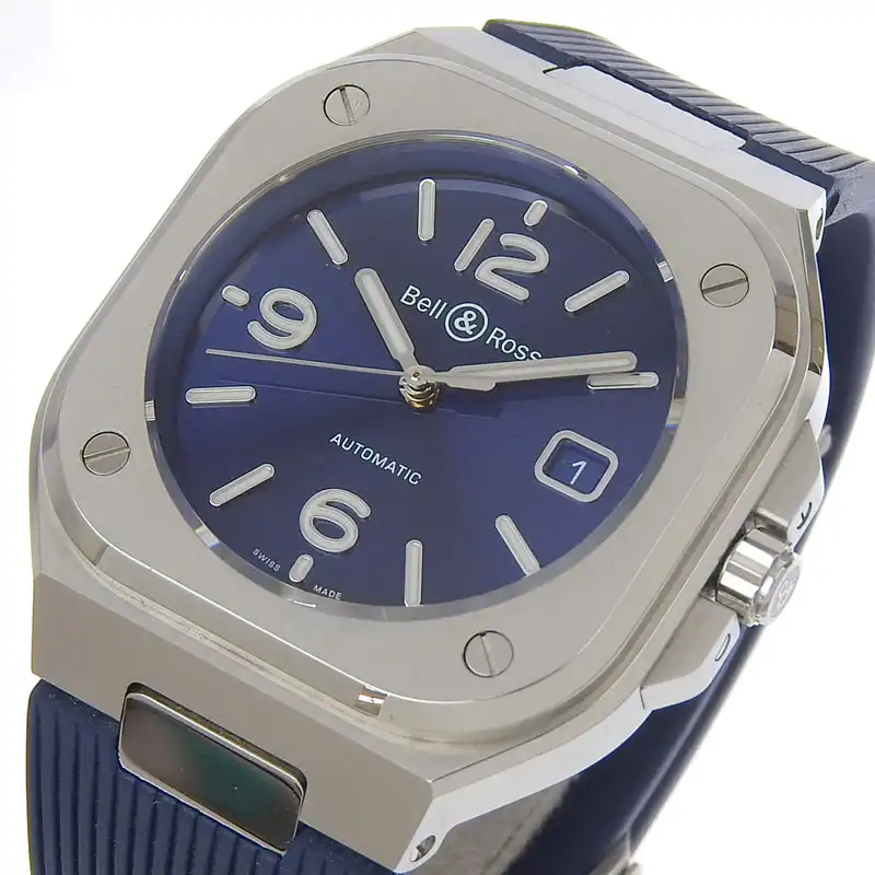 http://ベル＆ロス%20Bell%20&%20Ross%20BR05%20メンズ%20自動巻き%20腕時計%20SS/ラバー%20ブルー文字盤%20BR05A-BLU-ST/SRB%20中古%20OW0443