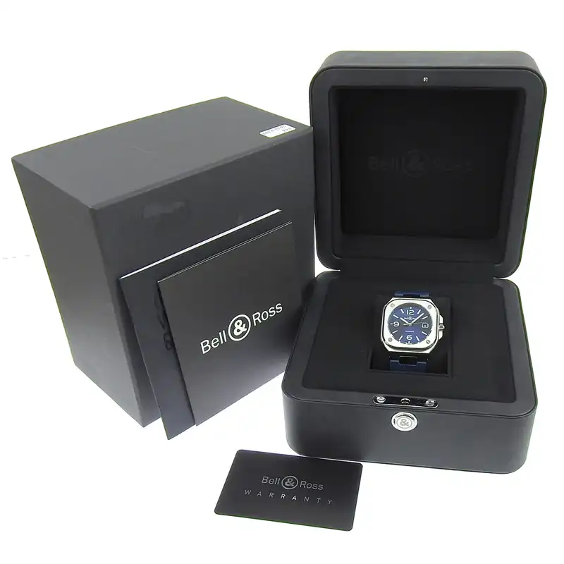 http://ベル＆ロス%20Bell%20&%20Ross%20BR05%20メンズ%20自動巻き%20腕時計%20SS/ラバー%20ブルー文字盤%20BR05A-BLU-ST/SRB%20中古%20OW0443