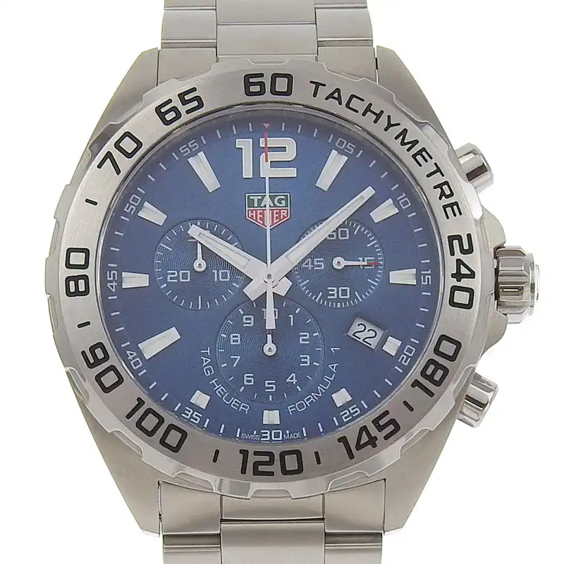 タグホイヤー TAG HEUER フォーミュラ1 クロノグラフ メンズ クォーツ 腕時計 SS ブルー文字盤 CAZ101K.BA0842 中古 OW0446