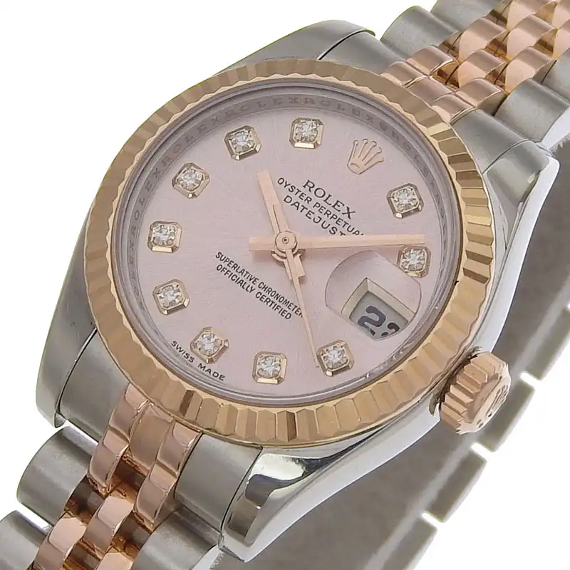 http://ロレックス%20ROLEX%20デイトジャスト%20レディース%20自動巻き%20腕時計%20SS/PG%2010Pダイヤ%20ピンク文字盤%20Z番%202006年%20179171G%20中古%20RO0291