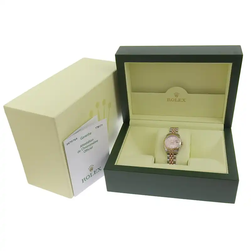 http://ロレックス%20ROLEX%20デイトジャスト%20レディース%20自動巻き%20腕時計%20SS/PG%2010Pダイヤ%20ピンク文字盤%20Z番%202006年%20179171G%20中古%20RO0291