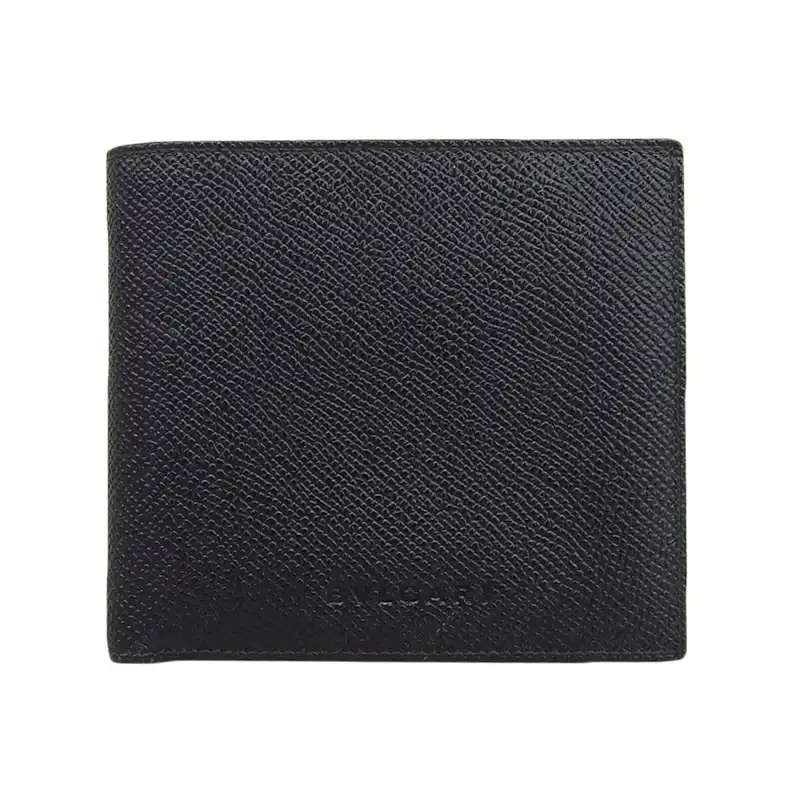 ブルガリ BVLGARI クラシコ 二つ折り財布 コンパクトウォレット レザー ブラック 中古 BV0154