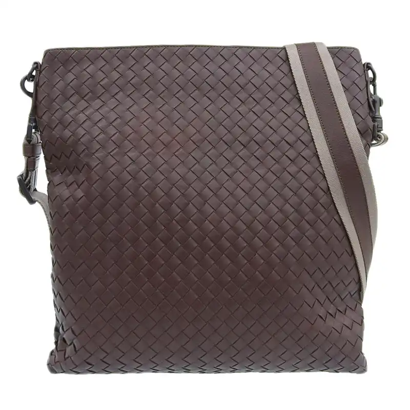 ボッテガヴェネタ BOTTEGA VENETA イントレチャート ショルダーバッグ レザー ブラウン V465C2170 中古 OB2251