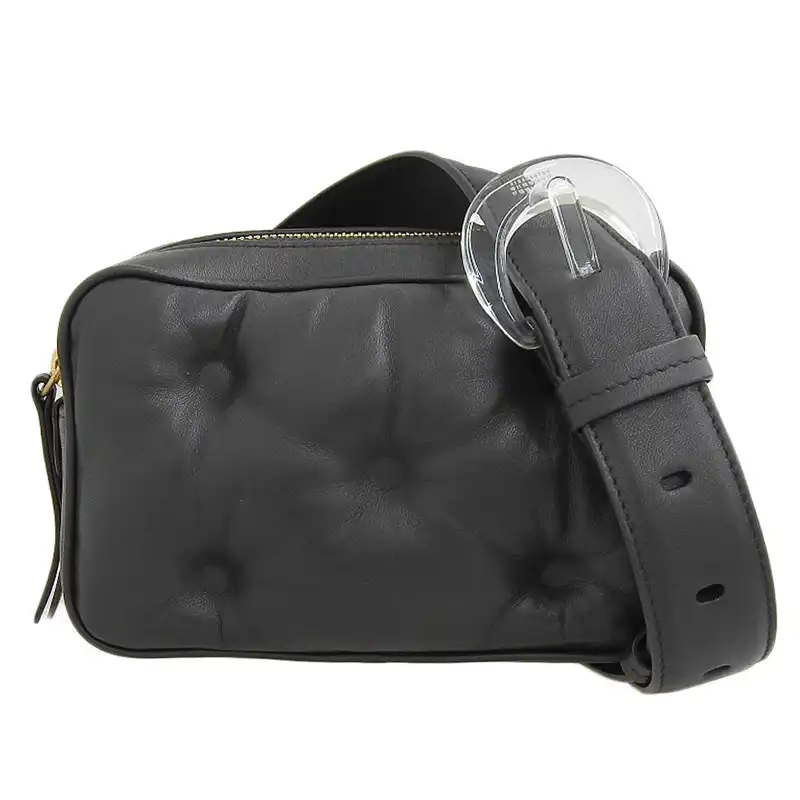 メゾンマルジェラ Maison Margiela ボディバッグ ベルトバッグ ウエストバッグ レザー ブラック 中古 OB2259