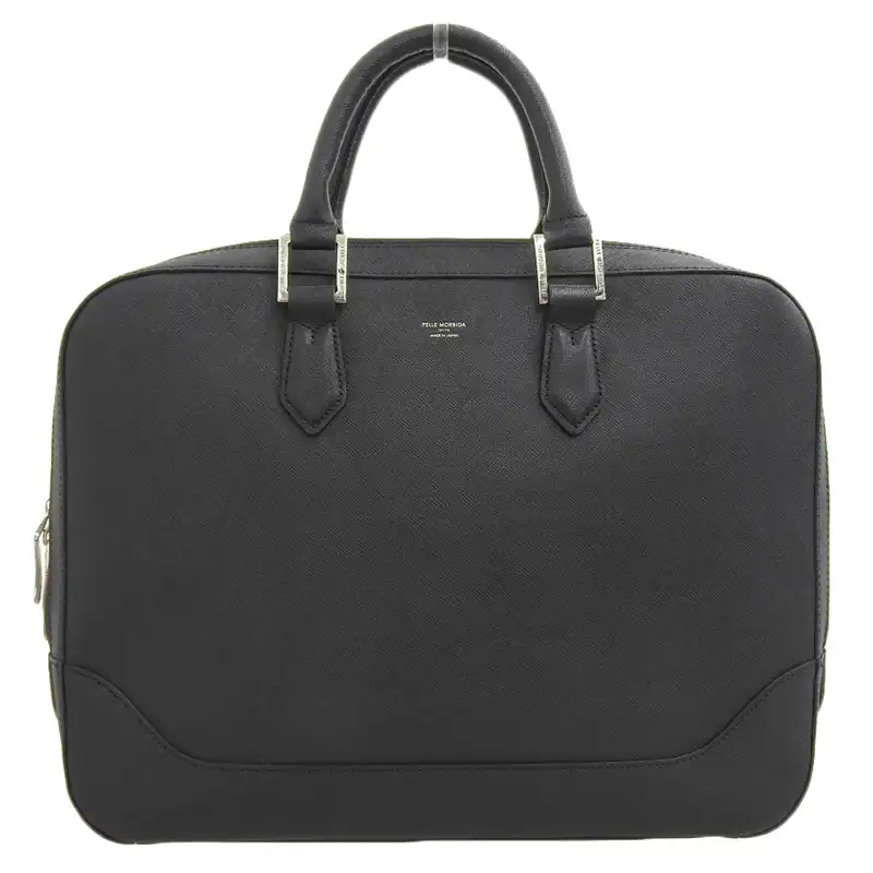 ペッレモルビダ PELLE MORBIDA ビジネスバッグ ハンドバッグ レザー ブラック 中古 OB2264