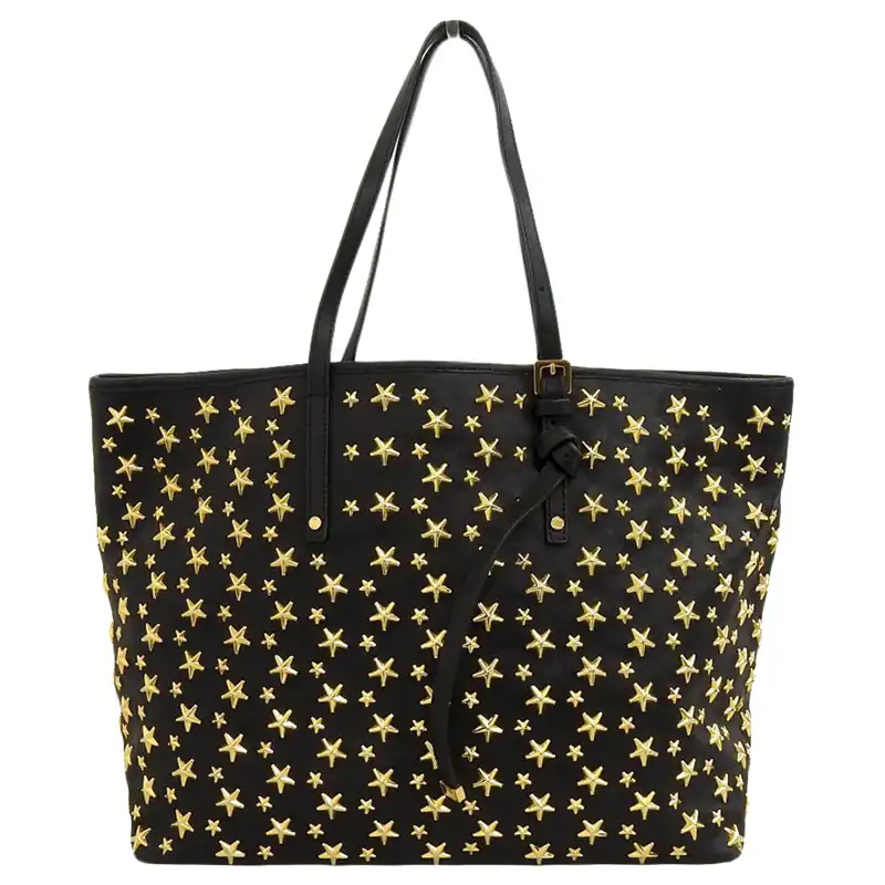 ジミーチュウ JIMMY CHOO サシャ トートバッグ スタースタッズ レザー ブラック 中古 OB2267