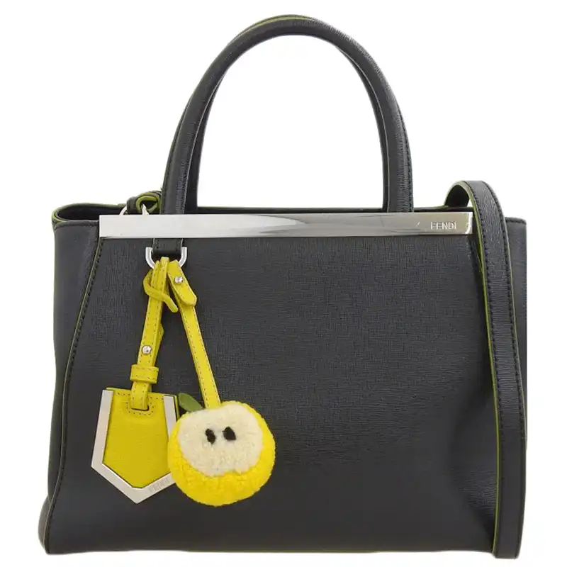 フェンディ FENDI プチトゥジュール 2WAYバッグ ハンドバッグ レザー ブラック 8BH253 中古 OB2268