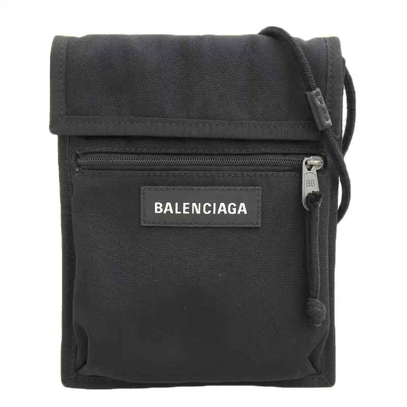 バレンシアガ BALENCIAGA エクスプローラー ショルダーバッグ ポーチ ポシェット ナイロン ブラック 532298 中古 OB2271