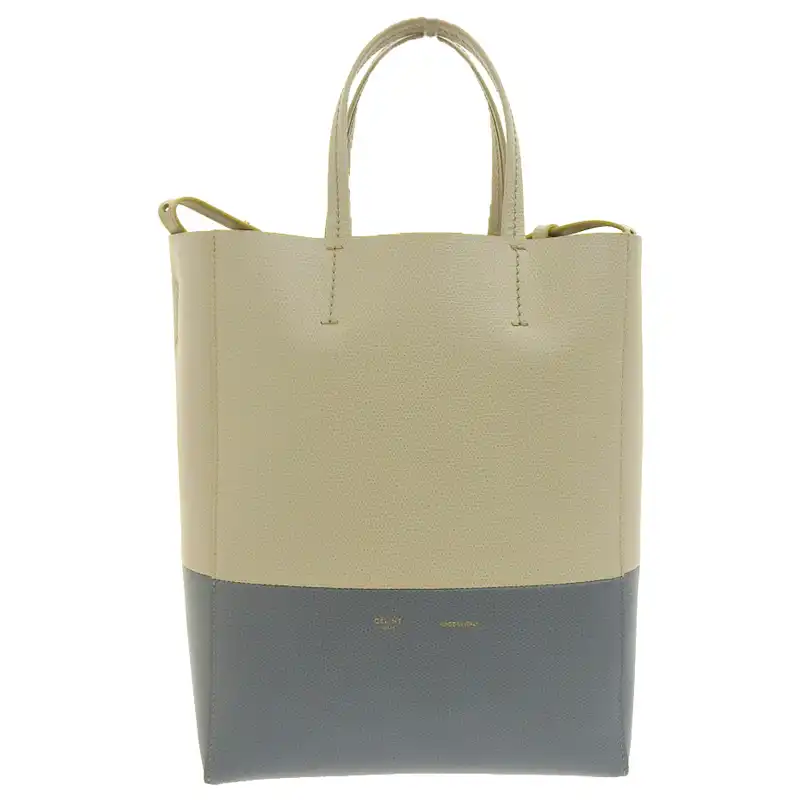 セリーヌ CELINE バーティカルカバスモール 2WAYバッグ ハンドバッグ ショルダーバッグ レザー ベージュ/ブルー 中古 OB2274