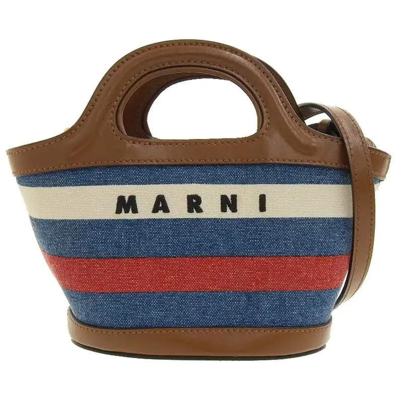 マルニ MARNI トロピカリア 2WAYバッグ ショルダーバッグ ハンドバッグ キャンバス レザー マルチカラー ブラウン 中古 OB2276