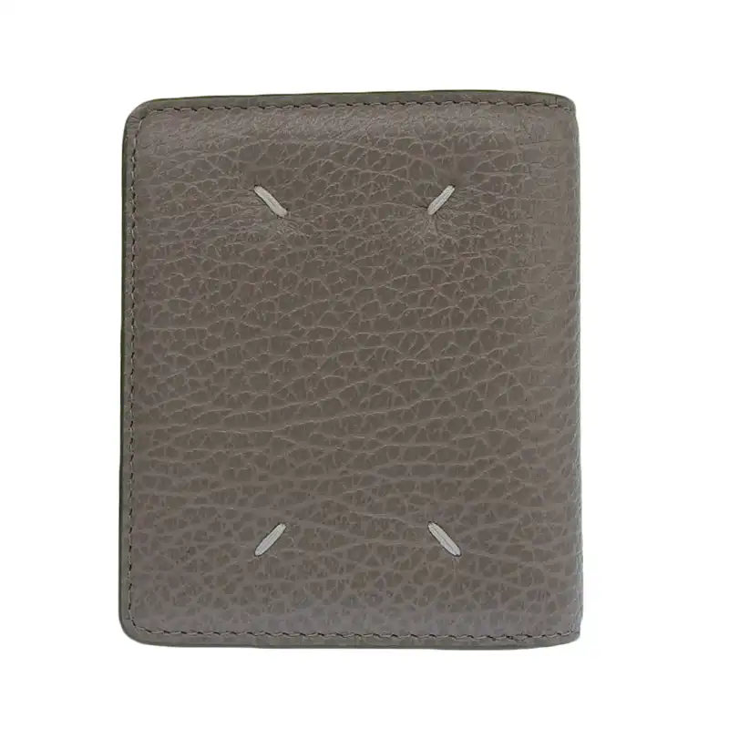 メゾンマルジェラ Maison Margiela 二つ折り財布 コンパクトウォレット 4ステッチ レザー グレー 中古 OBB0585