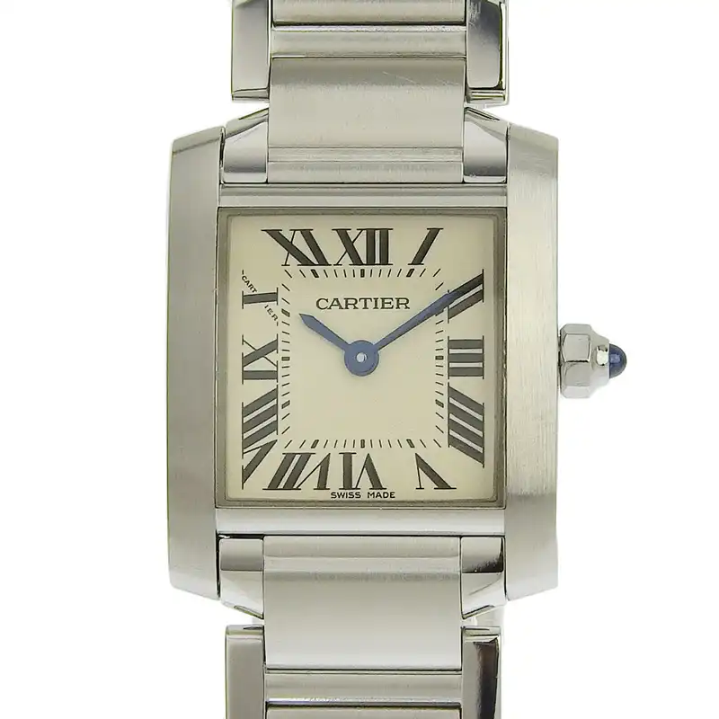 カルティエ CARTIER タンクフランセーズSM レディース クォーツ 腕時計 SS ホワイト文字盤 W51008Q3 中古 CA0473