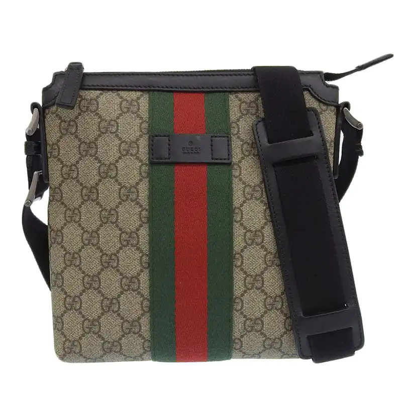 グッチ GUCCI シェリー ショルダーバッグ 斜め掛けショルダー GGスプリーム ベージュ/ブラック 471454 中古 GU0623
