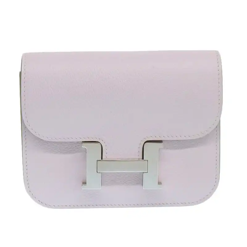 エルメス HERMES コンスタンス スリムコンパクト 財布 レザー ピンク B刻印 2023年 美品 HE1112