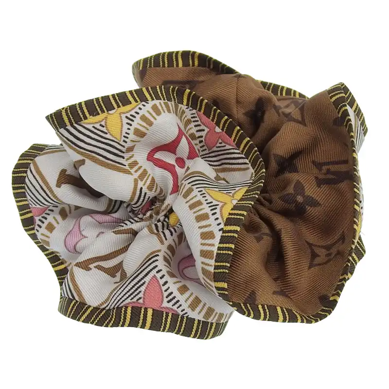 ルイヴィトン LOUIS VUITTON モノグラム タイルズ シュシュ ヘアアクセサリー ヘアゴム シルク マルチカラー M78265 中古 LV1691