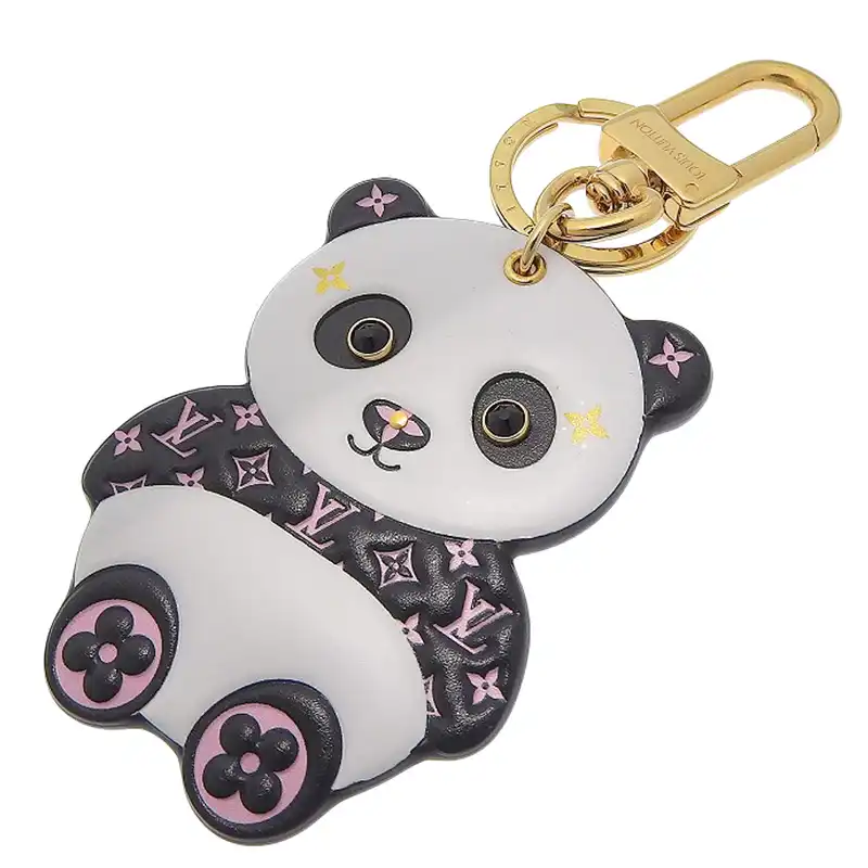 ルイヴィトン LOUIS VUITTON ポルトクレ・LVパンダ バッグチャーム キーホルダー モノグラム ホワイト ブラック M00993 中古 LV1698
