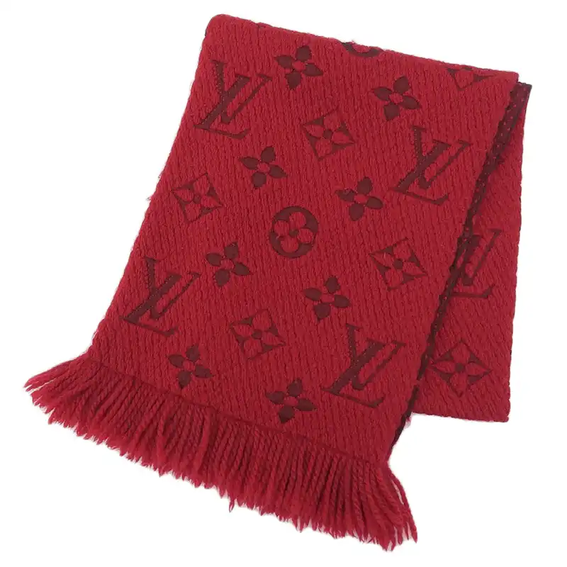 ルイヴィトン LOUIS VUITTON エシャルプロゴマニア マフラー ウール シルク ルビー M72432 中古 LV1802