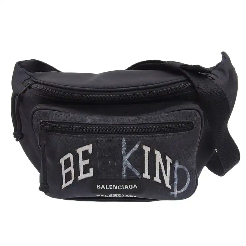 バレンシアガ BALENCIAGA エクスプローラー ボディバッグ ベルトバッグ ウエストバッグ ナイロン ブラック 482389 中古 OB2288