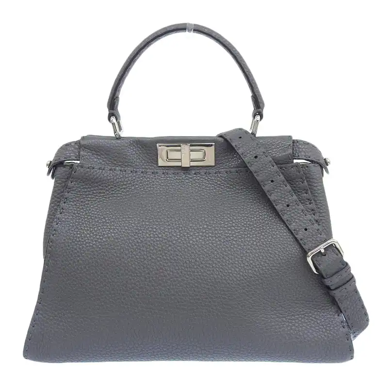 フェンディ FENDI ピーカブー セレリア 2WAYバッグ ハンドバッグ ショルダーバッグ レザー グレー 8BN290 中古 OB2289