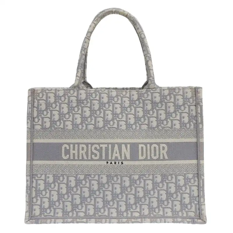 ディオール CHRISTIAN DIOR トロッター ブックトート #M トートバッグ キャンバス グレー 中古 OB2290