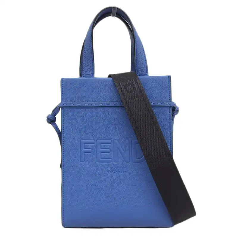 フェンディ FENDI ローマトート ゴートゥショッパー 2WAYバッグ ハンドバッグ ショルダーバッグ レザー ブルー 7VA584 中古 OB2294