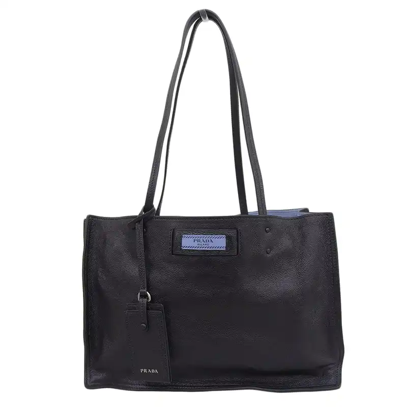 プラダ PRADA エティケット トートバッグ レザー ブラック 1BG122 中古 OB2305