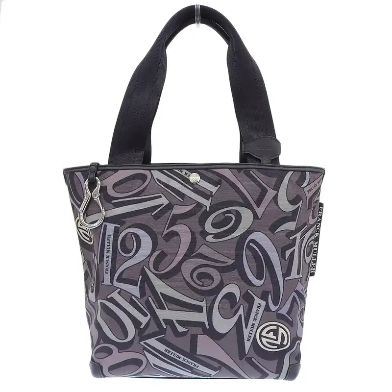 フランクミュラー FRANCK MULLER トートバッグ キャンバス レザー グレー ブラック 中古 OB2313