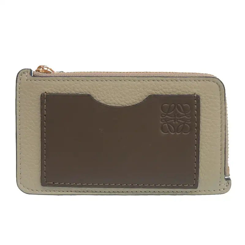 ロエベ LOEWE アナグラム カードホルダー コインケース レザー グリーン/ダークカーキグリーン C660Z40X04 中古 OBB0592