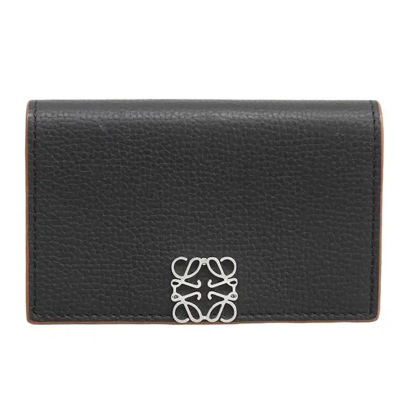 ロエベ LOEWE アナグラム カードケース 名刺入れ レザー ブラック 中古 OBB0594