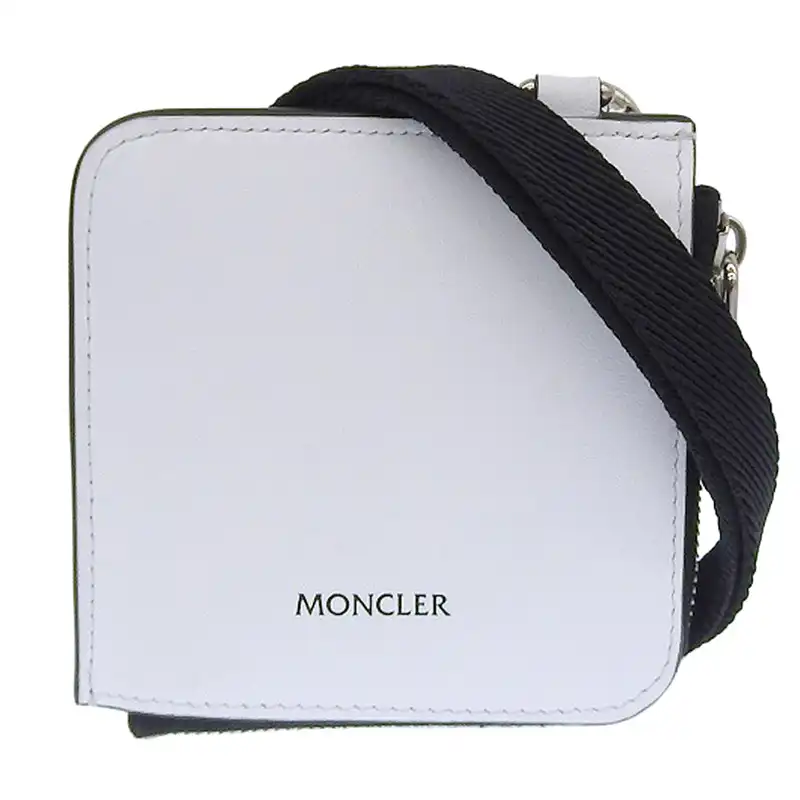 モンクレール MONCLER CARTOON FLAT WALLET SMALL コミックプリント コインケース 小銭入 レザー 白 黒 6C00002 M3188 中古 OBB0596