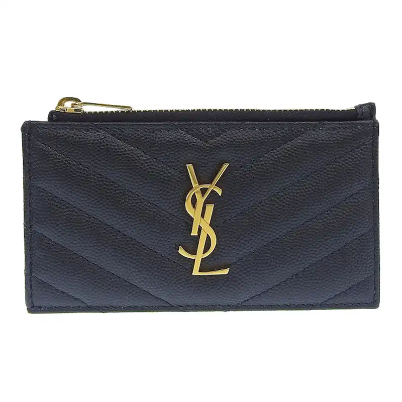 http://サンローラン%20SAINT%20LAURENT%20カードケース%20コインケース%20名刺入れフラグメントケース%20レザー%20黒%20ゴールド金具%20607915%20中古%20OBB0600