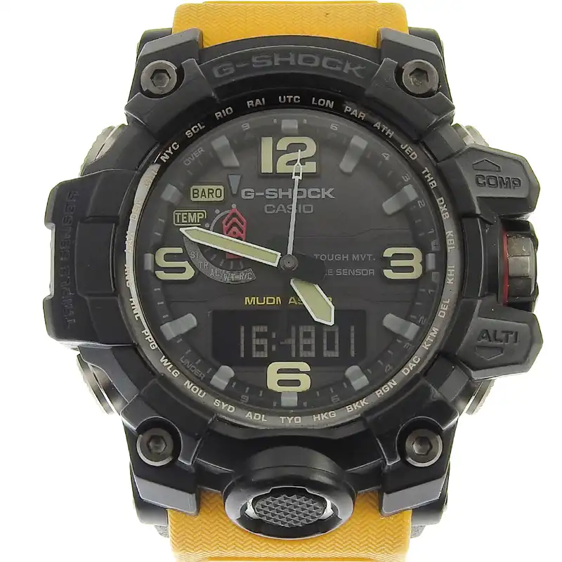 カシオ CASIO Gショック アナデジ メンズ ソーラー電波 腕時計 SS/ラバー ブラック文字盤 GWG-1000-1A9JF 中古 OW0453