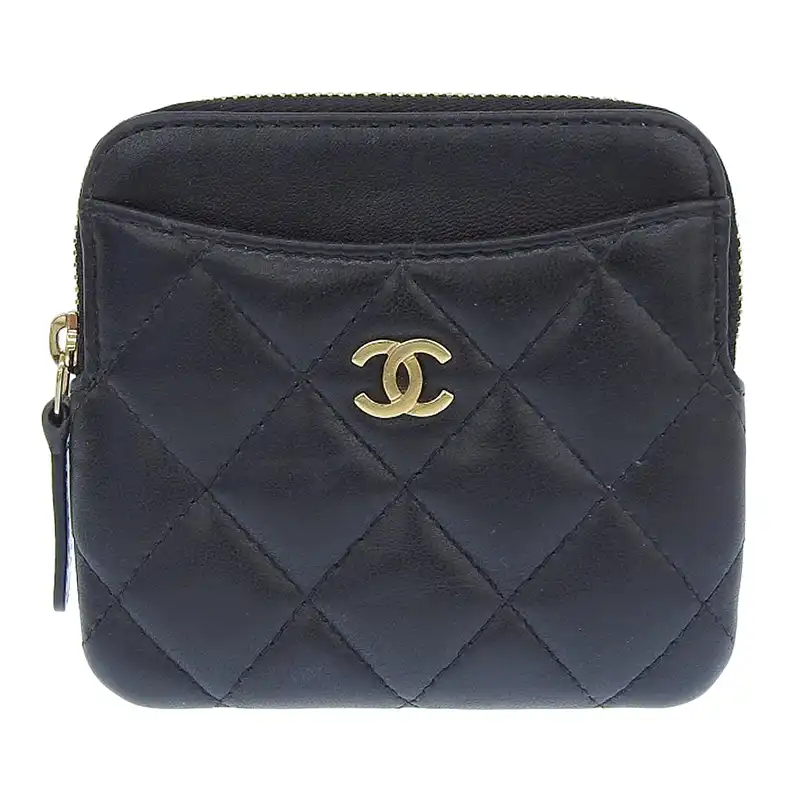 シャネル CHANEL マトラッセ コインケース カードケース 小銭入れ ラムスキン ブラック 30番台 中古 CH0996