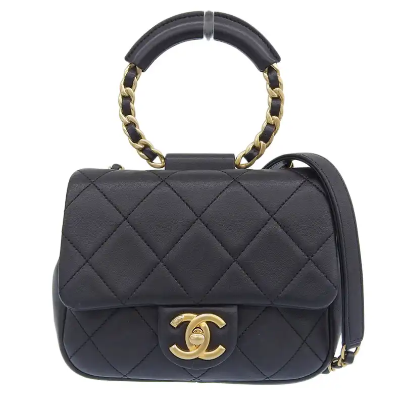 シャネル CHANEL マトラッセ 2WAYバッグ ショルダーバッグ トップハンドル ラムスキン ブラック 29番台 中古 CH0997