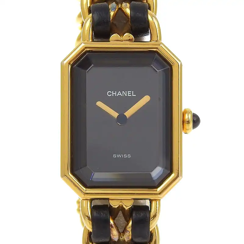 シャネル CHANEL プルミエール #M レディース クォーツ 腕時計 GP/革 ブラック文字盤 H0001 中古 CH0999