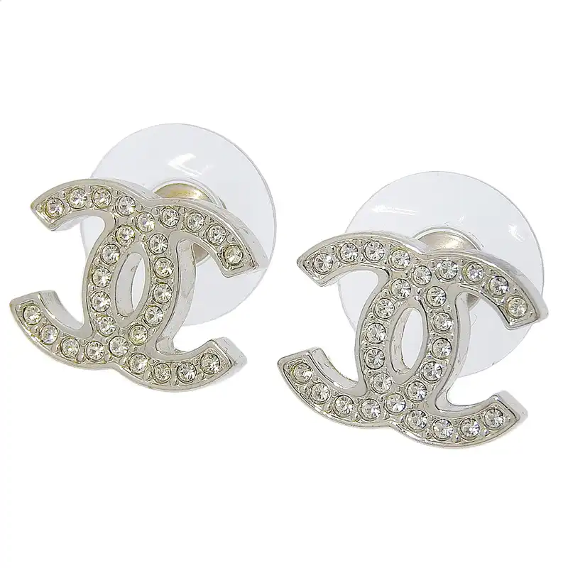 シャネル CHANEL ココマーク ピアス ラインストーン シルバー色 A12A 中古 CH1007