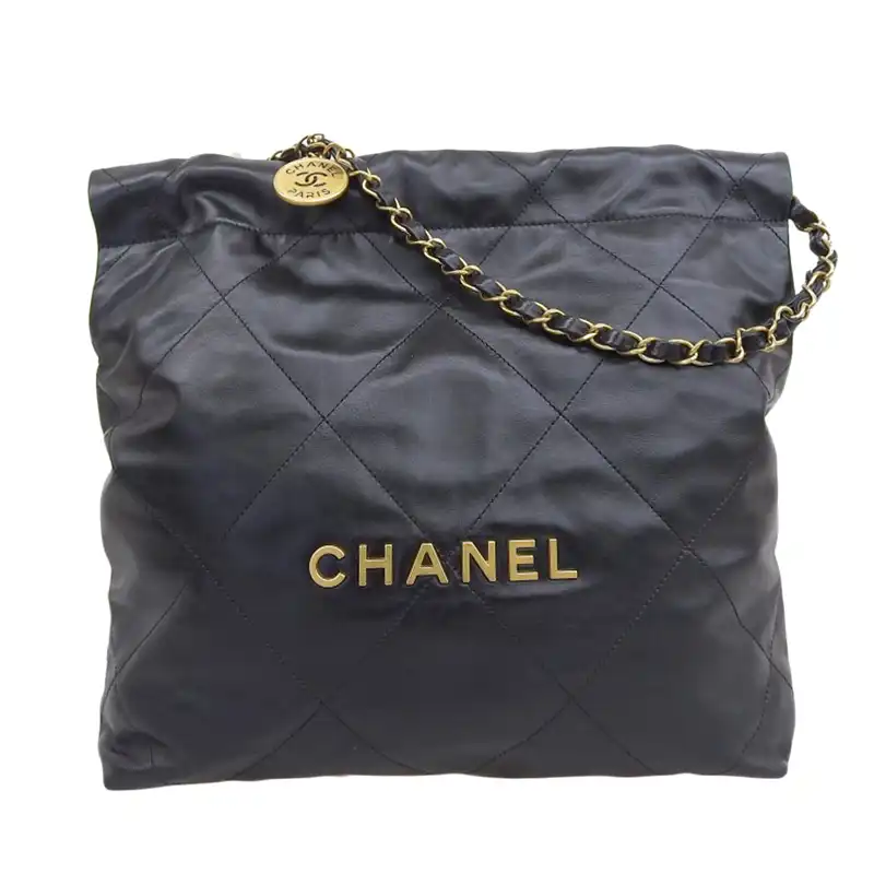 シャネル CHANEL シャネル22 スモール ショルダーバッグ シャイニーカーフスキン ブラック 美品 CH1008