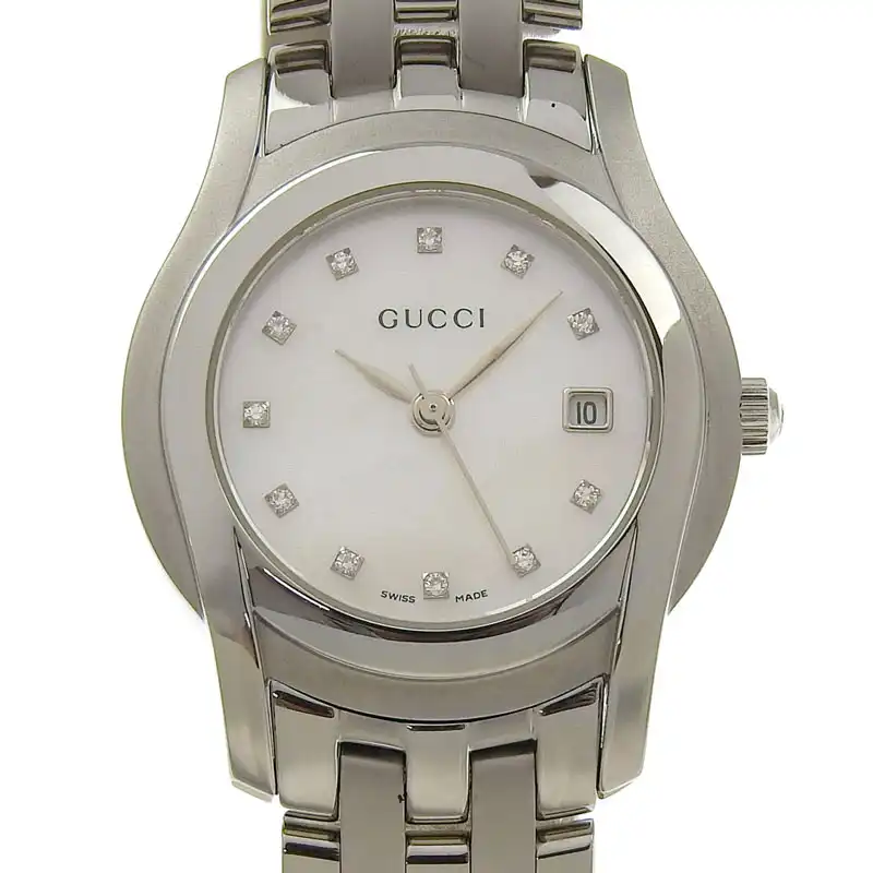 グッチ GUCCI レディース クォーツ 腕時計 11Pダイヤ SS シェル文字盤 5500L 中古 GU0626