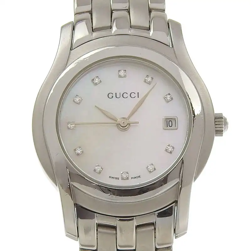 グッチ GUCCI レディース クォーツ 腕時計 11Pダイヤ SS シェル文字盤 5500L 中古 GU0627