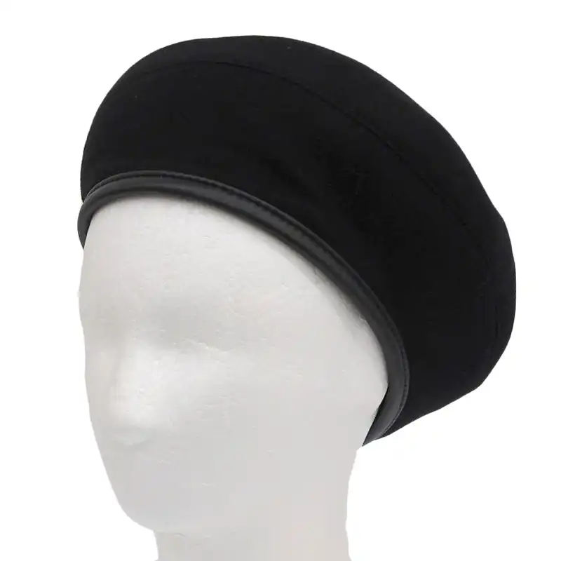 エルメス HERMES サントノーレ 帽子 ベレー帽 カシミヤ ブラック #57 美品 HE1030