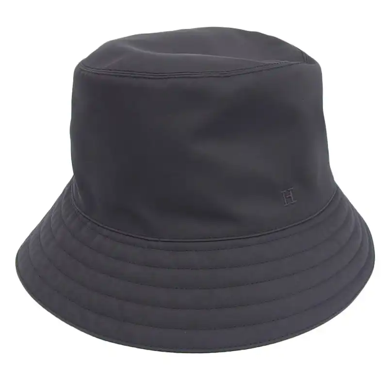 エルメス HERMES バケットハット 帽子 ナイロン グレー #58 中古 HE1032