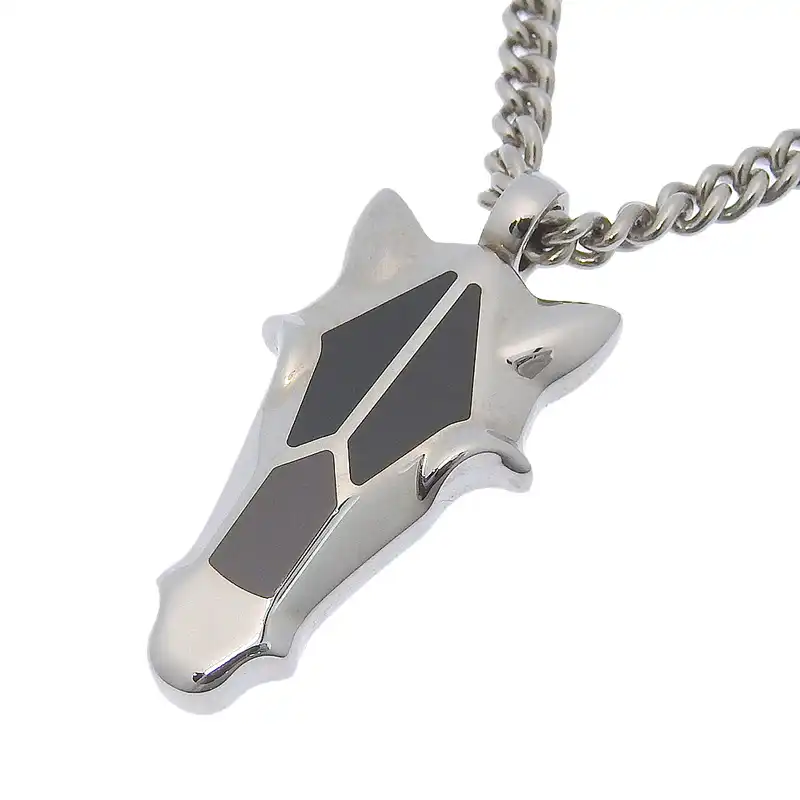 エルメス HERMES デストリエ ネックレス メタル バッファローホーン シルバー色 馬 ホースヘッド 中古 HE1035