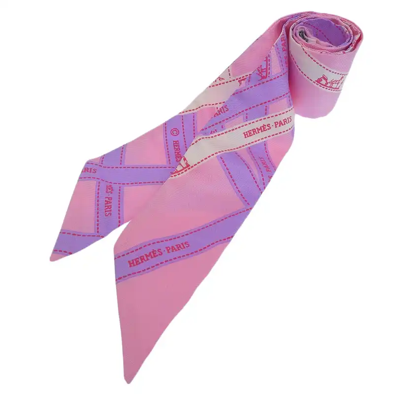http://エルメス%20HERMES%20ツイリー%20ボルデュックリボン%20スカーフ%20シルク%20ピンク%20中古%20HE1037