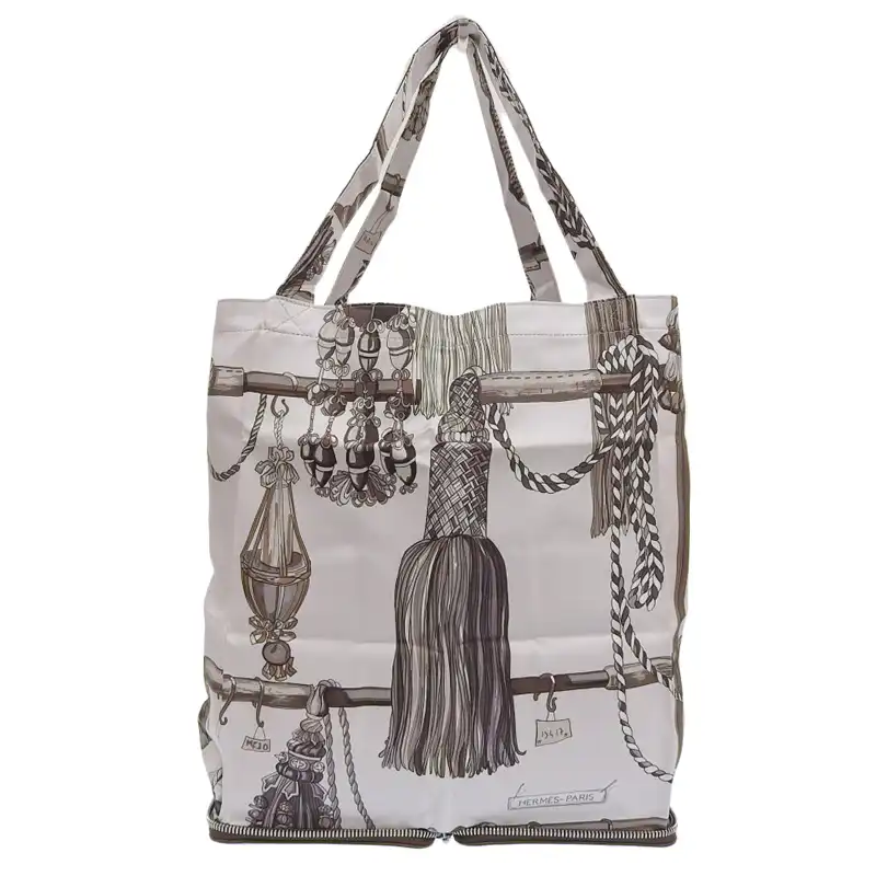 エルメス HERMES シルキーポップ トートバッグ エコバッグ ブッフルスキッパー/シルク ブラウン 美品 HE1050