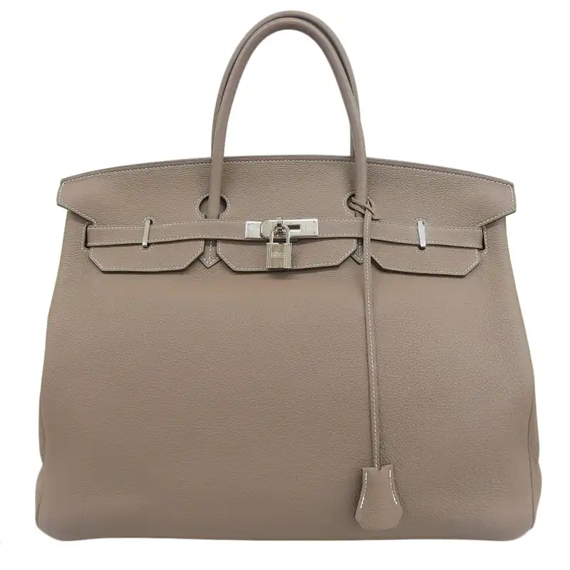 エルメス HERMES バーキン40 ハンドバッグ レザー エトゥープ C刻印 2018年 中古 HE1113