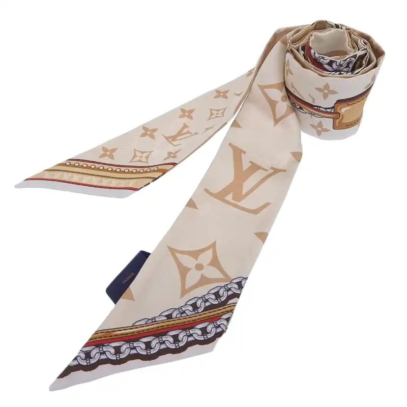 ルイヴィトン LOUIS VUITTON バンドーBB アルティメット バンドー ツイリー スカーフ シルク ベージュ M79588 中古 LV1807