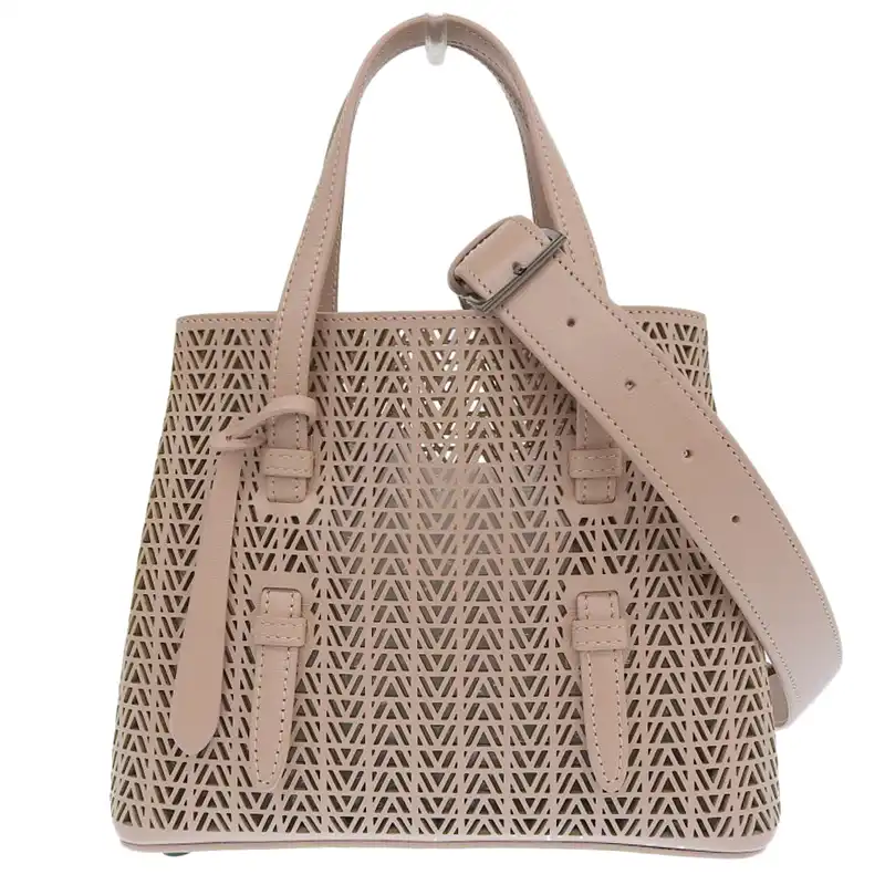 アライア Alaia 2WAYバッグ ハンドバッグ ショルダーバッグ レザー ピンクベージュ 中古 OB2322