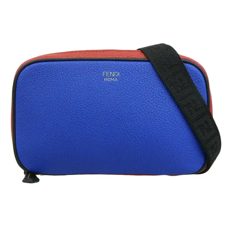 フェンディ FENDI ショルダーバッグ ミニショルダー 斜め掛けショルダー レザー ブルー/レッド 7AS122 中古 OB2333