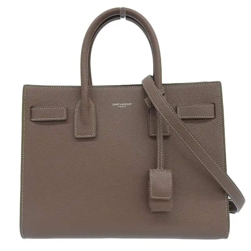 サンローラン SAINT LAURENT サックドジュールベイビー 2WAYバッグ ハンドバッグ レザー グレージュ 421863B681 中古 OB2335