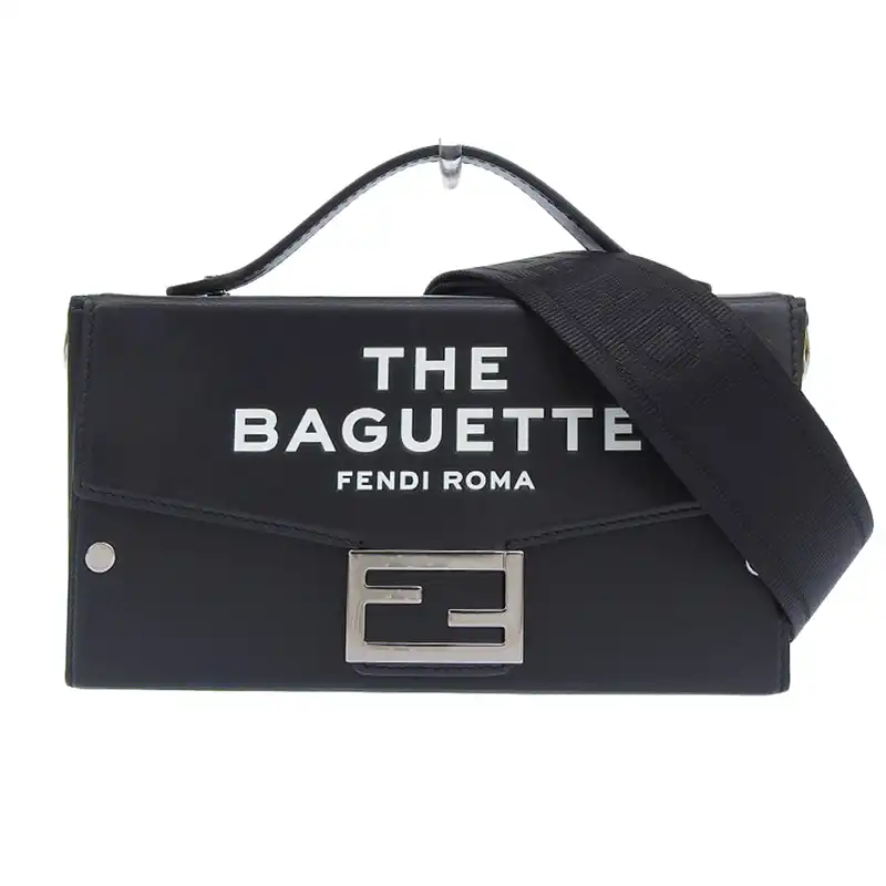 フェンディ FENDI ソフトトランク バゲット 2WAY ショルダーバッグ レザー ブラック マークジェイコブズコラボ 7VA565 中古 OB2340